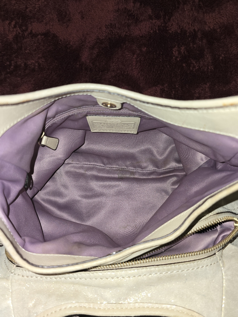Coach Maggie Cream Leather With Gold Shimmer Shoylder Bag, VGUC, Needs Some TLC - Picture 9 of 15